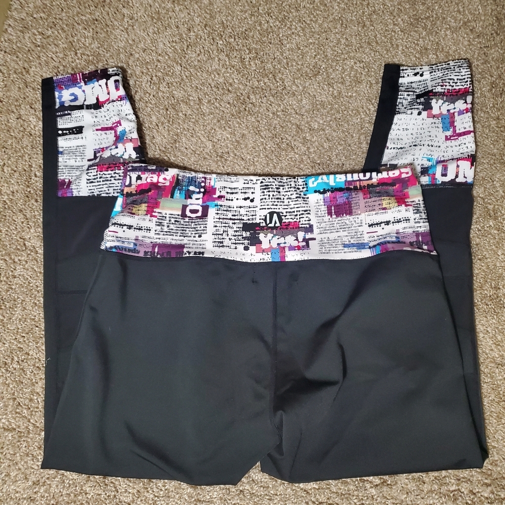 LA IMage Graphic Type Words Sheer Plus Size Womens Leggings 1XL  Great Pre-Owned